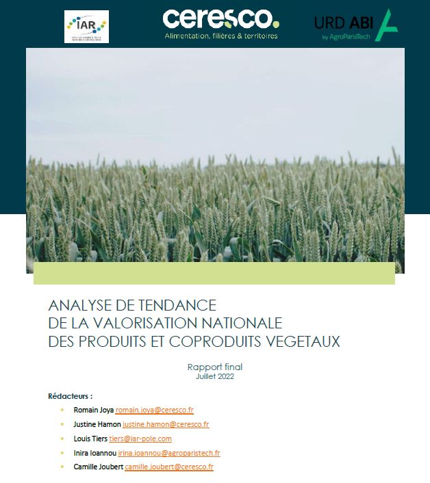Analyse de tendance de la valorisation nationale des produits et coproduits végétaux